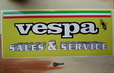 Vespa Sales & Service Sticker. 23.5".