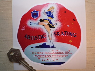 Artistic Skating, Hyway Rollarena Chicago Sticker. 4.5".
