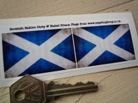 Scottish Saltire Cross Dirty & Faded Style Flag Stickers. 2" or 3" Pair.