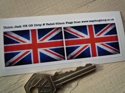 Union Jack Dirty & Faded Style Flag Stickers. 2