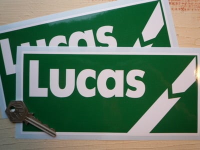 Lucas Break Green & White Deep Oblong Stickers. 8" Pair.