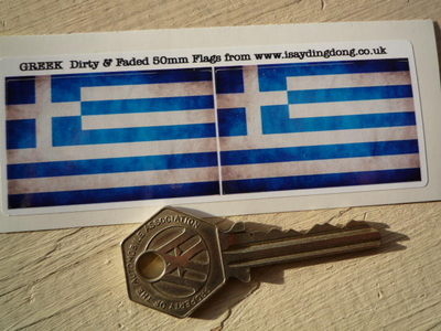 Greece Dirty & Faded Style Flag Stickers. 2