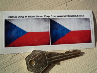 Czech Republic Dirty & Faded Style Flag Stickers. 2