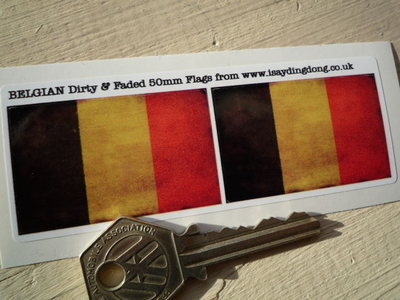 Belgium Dirty & Faded Style Flag Stickers. 2" Pair.