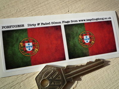 Portugal Dirty & Faded Style Flag Stickers. 2" Pair.