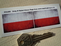 Poland Dirty & Faded Style Flag Stickers. 2
