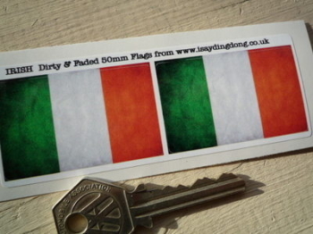 Irish Dirty & Faded Style Flag Stickers. 2" Pair.