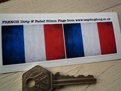 French Dirty & Faded Style Flag Stickers. 2" Pair.