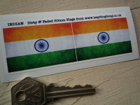 India Dirty & Faded Style Flag Stickers. 2" Pair.