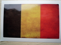 Belgium Dirty & Faded Style Flag Sticker. 4".