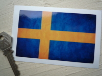 Sweden Dirty & Faded Style Flag Sticker. 4