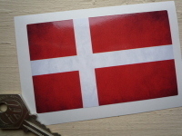 Denmark Dirty & Faded Style Flag Sticker. 4".