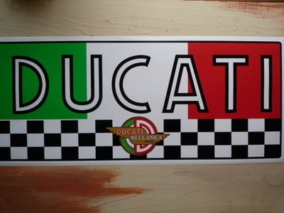 Ducati Meccanica Chequered Workshop Sticker. 23.5".