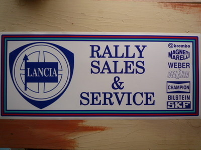 Lancia Rally Sales & Service Garage Sticker. 23.5".