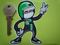 MZ Rider 2 Fingered Salute Sticker Green or Red. 3.5".