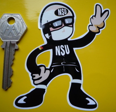 NSU Rider 2 Fingered Salute Sticker. 3.5".