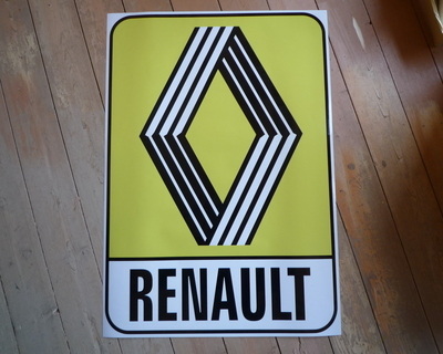 Renault 1972 & on Yellow Logo & Text Sticker. 10" or 12".