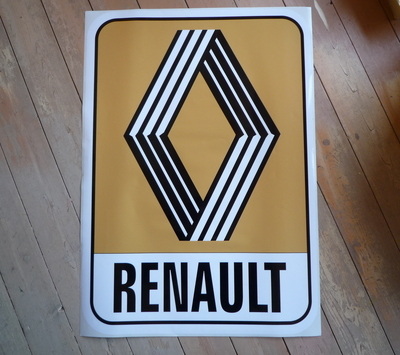 Renault 1972 & on Mustard Logo & Text Sticker. 10" or 12".