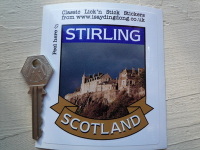 Stirling Scotland Scroll Style Travel Sticker. 3.5".