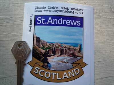 St.Andrews Scotland Scroll Style Travel Sticker. 3.5".