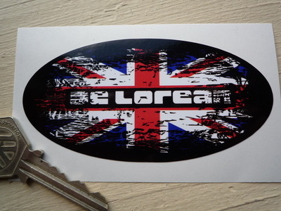DeLorean Fade to Black Union Jack Sticker. 4".