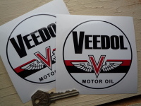 Veedol Motor Oil Black Band Circular Stickers. 4" Pair.