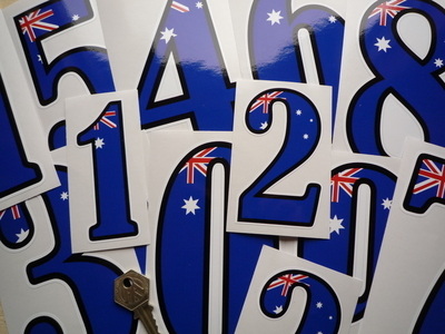 Australian Racing Numbers Stickers. 4", 6" or 9" Tall.