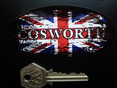 Cosworth Fade to Black Union Jack Sticker. 4".