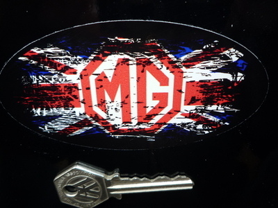 MG Union Jack Fade To Black Oval Sticker. 4