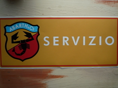 Abarth Servizio Yellow Workshop Sticker. 23.5".