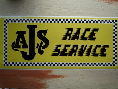 AJS Race Service Workshop Sticker. 23.5".