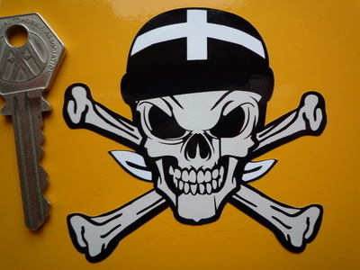 Cornwall Cornish Flag Bandana Skull & Crossbone Sticker - 3" or 5"