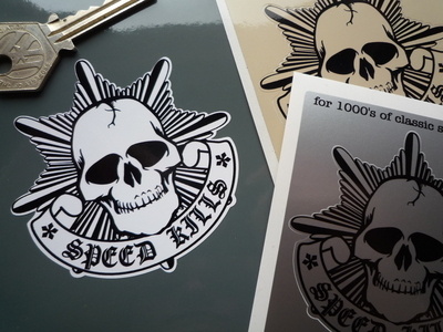 Speed Kills Skull & Scroll Sticker. 2