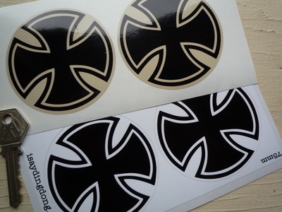 Iron Cross SS Style Biker Stickers. 3" Pair.