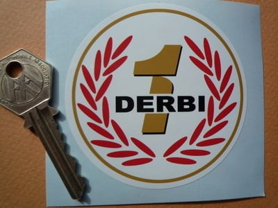Derbi Moto GP '1' Black Text Style Garland Sticker. 3" or 5".
