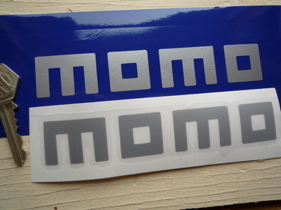 MOMO Racing Cut Text Stickers. 6" Pair.