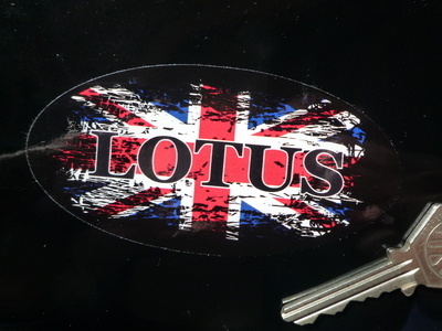 Lotus Union Jack Fade To Black Oval Sticker. 4
