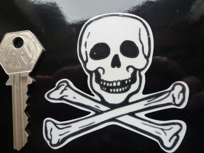 Skull & Crossbone Cut To Shape Reflective Sticker. 3".