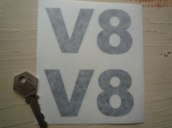 V8 Cut Vinyl Stickers. 4" Pair.