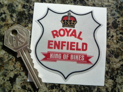 Royal Enfield King Of Bikes Reflective Shield Sticker. 2.5".