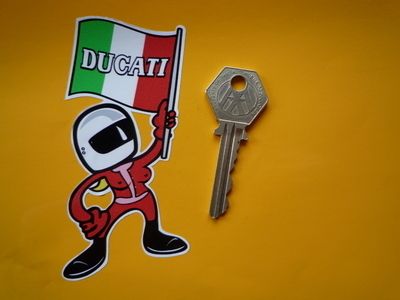 Ducati Flag Waving Babe Sticker. 4".
