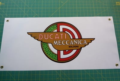 Ducati Meccanica Bologna Winged Logo Banner Art Poster. 28".