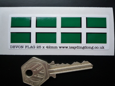 Devon Devonshire Flag Stickers. 2" Pair.