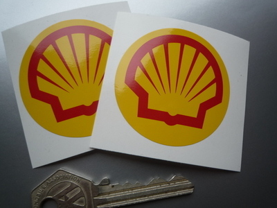 Shell Modern Logo Circular Stickers. 2" Pair.
