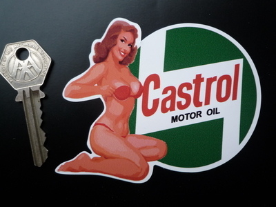 Castrol Motor Oil Pin Up Girl Sticker. 4.5".