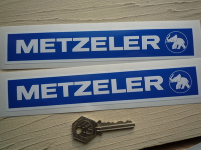 Metzeler Blue & White Oblong Stickers. 8