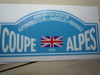 Coupe Des Alpes. Association Sportive. Union Jack. Rally Plate Sticker. 16".