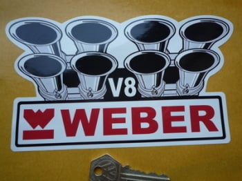 Weber Carburetor V8 Shaped Sticker. 7".