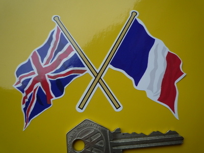 Crossed Union Jack & French Flag Sticker. 4