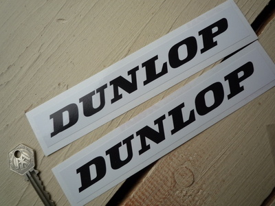 Dunlop Black on White Oblong Stickers. 7.5" Pair.